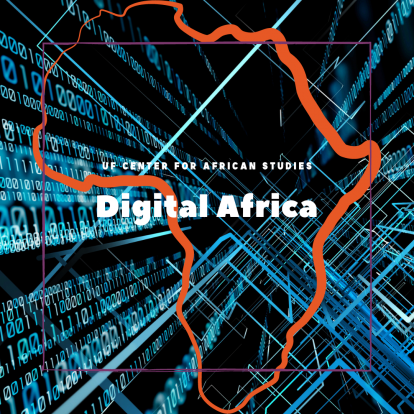 thumbnail image of binary code in a layout that evokes a futuristic setting with an orange outline of the shape of the African continent superimposed over that. The words, Digital Africa, are displayed in the foreground